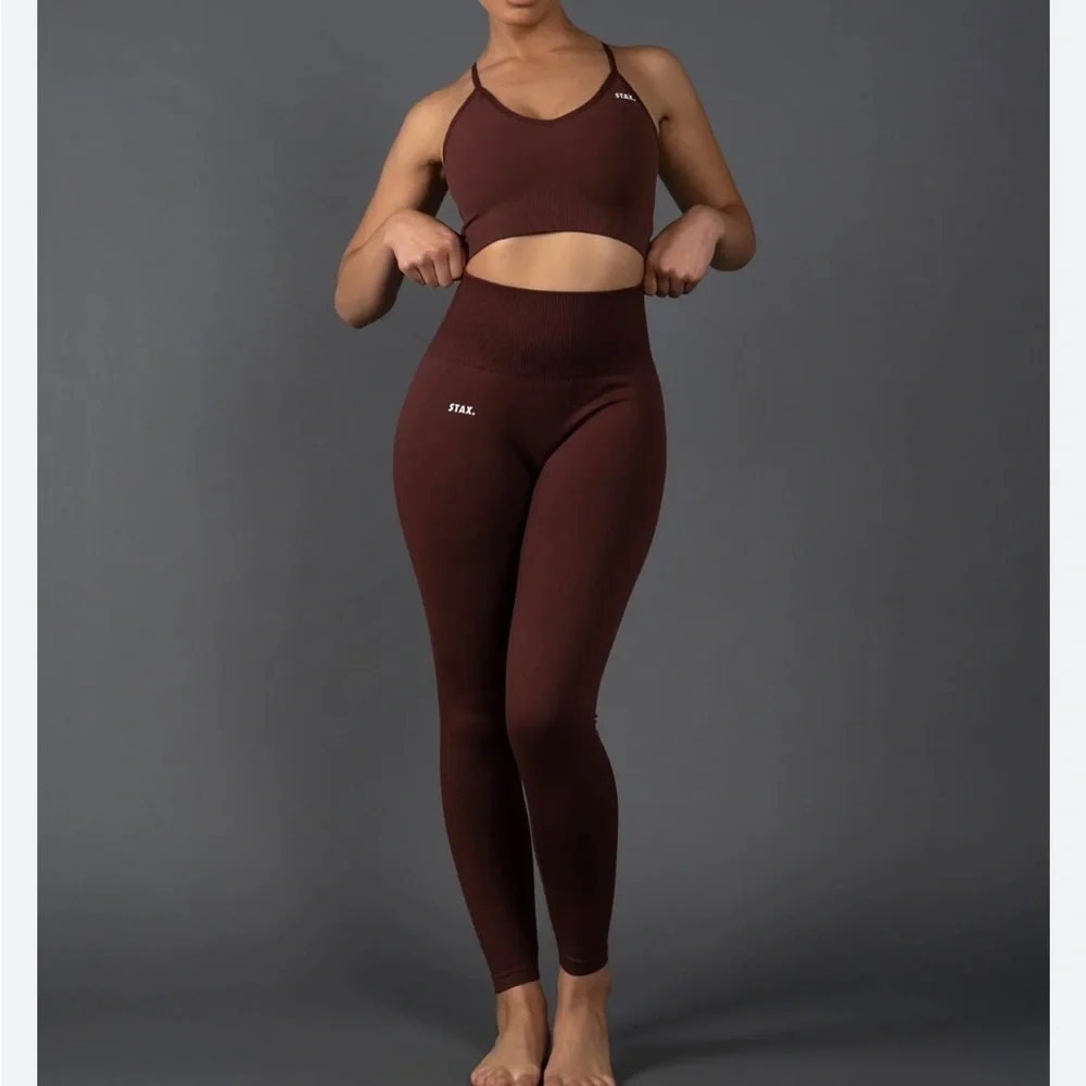 STAX chocolate brown seamless leggings small - Picture 1 of 4